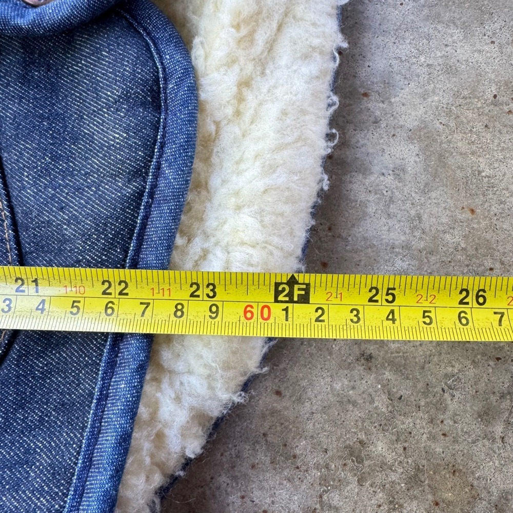 Vintage 70s Roebucks Sears Denim Sherpa Vest Americana Workwear Blue Medium g4a - Picture 7 of 8